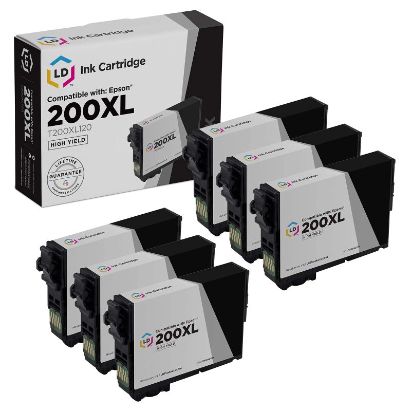LD Products Remanufactured Ink Cartridge Replacements for Epson 200XL 200 XL T200XL120 High Yield (Black, 6-Pack) Compatible with Epson Expression XP-400 - Image 1